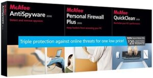 mcafee antispyware firewall quickclean 2006 bundle