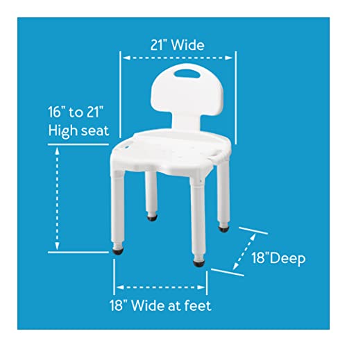 Carex Bath Seat And Shower Chair With Back For Seniors, Bath Chair For Elderly, Disabled, Handicap, and Injured Persons, Supports Up To 400lbs, Shower Seat For Inside Shower