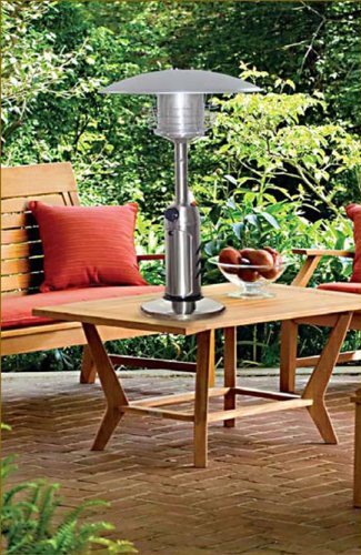 Hiland HLDS032-B Portable Table Top Patio Heater, 11,000 BTU, Use 1lb or 20Lb Propane Tank, Stainless Finish