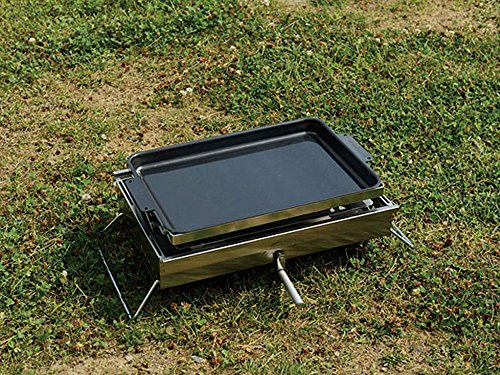 Snow Peak Iron Griddle - Perfect for Cooking Over a Fire or BBQ - 21.75 x 13 x 1.4 in
