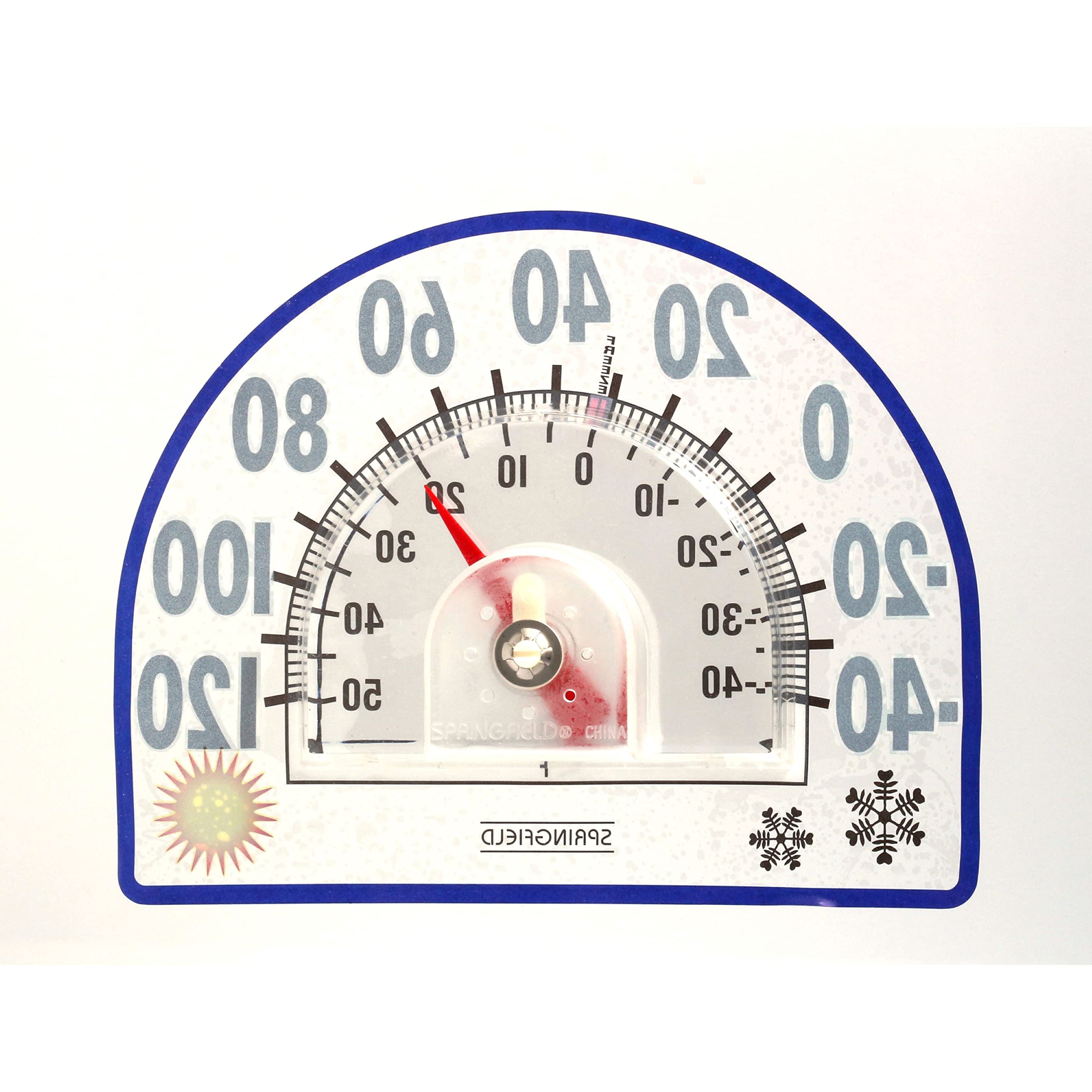 Springfield Static Cling Indoor Outdoor Thermometer, Temperature Gauge for Patio, Pool, and Sauna