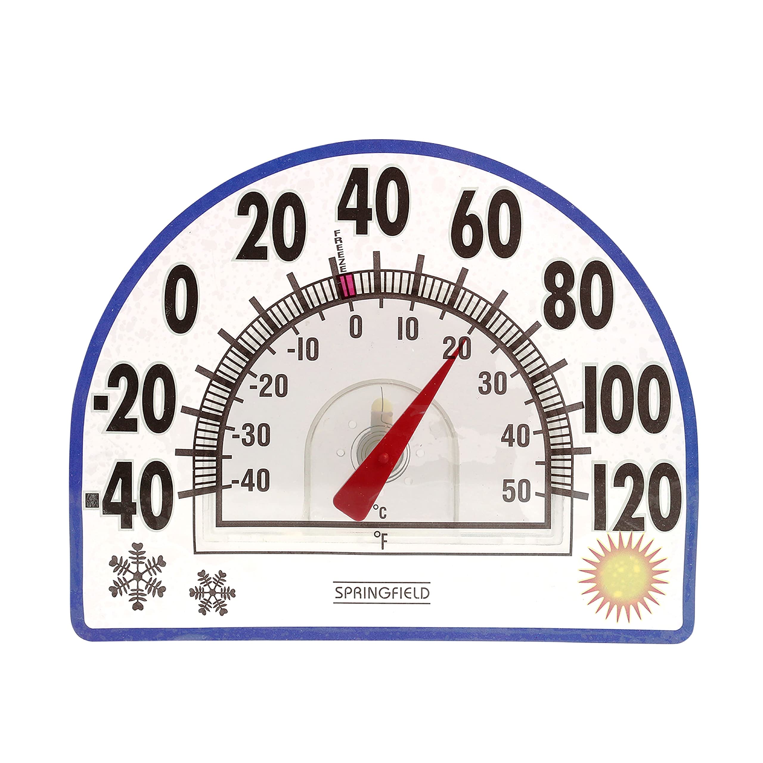 Springfield Static Cling Indoor Outdoor Thermometer, Temperature Gauge for Patio, Pool, and Sauna