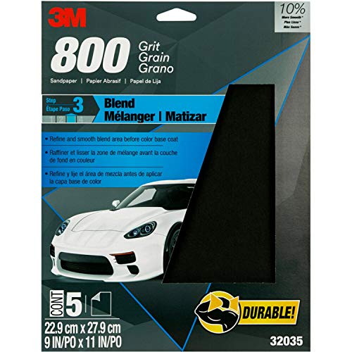 3M Wetordry Sandpaper, 32035, 800 Grit, 9 in x 11 in, 5 Sheets Per Pack