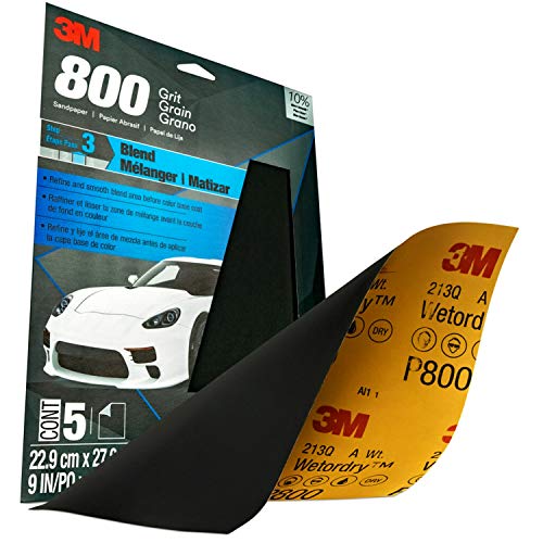 3M Wetordry Sandpaper, 32035, 800 Grit, 9 in x 11 in, 5 Sheets Per Pack