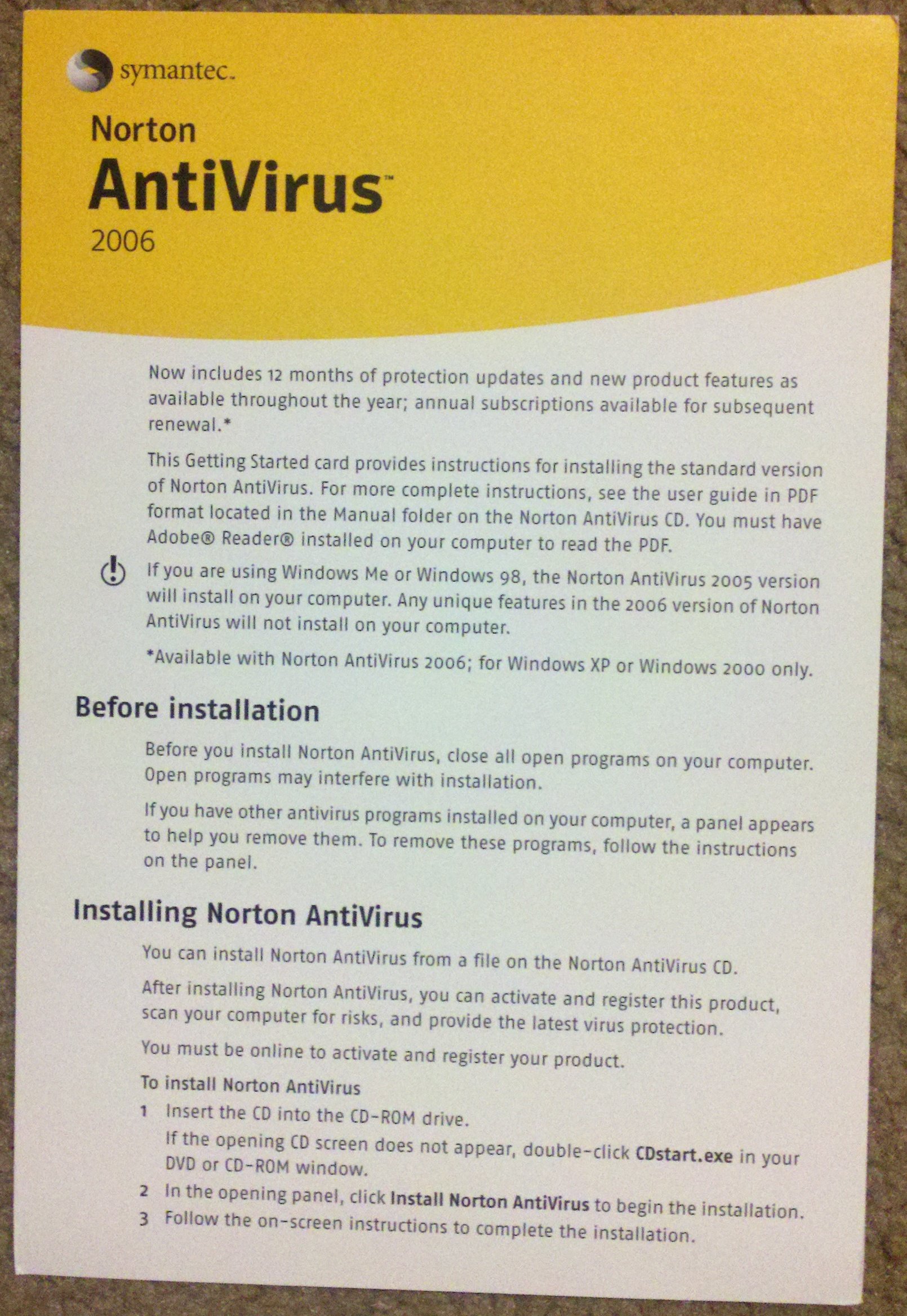 Norton AntiVirus 2006 [Old Version]