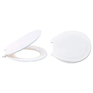 ez-flo 65901 plastic round toilet seat with lid, white 1 x 14.5 x 15.75"