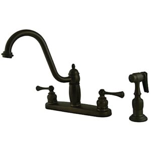 kingston brass kb1115blbs heritage 8-inch twin handle kitchen faucet sprayer, oil rubbed bronze