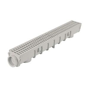 nds 5 in. pro series drain kit, 5-1/2 in. x 39-3/8 in. deep profile channel, end caps/outlet, gray plastic grates