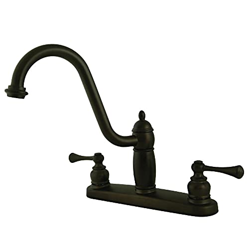 Kingston Brass KB1115BLLS Heritage 8" Twin Lever Handle Kitchen Faucet Without Sprayer, Oil Rubbed Bronze