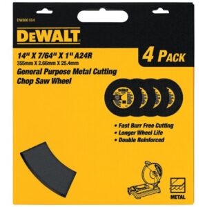 dewalt cutting wheel for chop saw, metal cutting, 14-inch (dw8001b4), 4 count