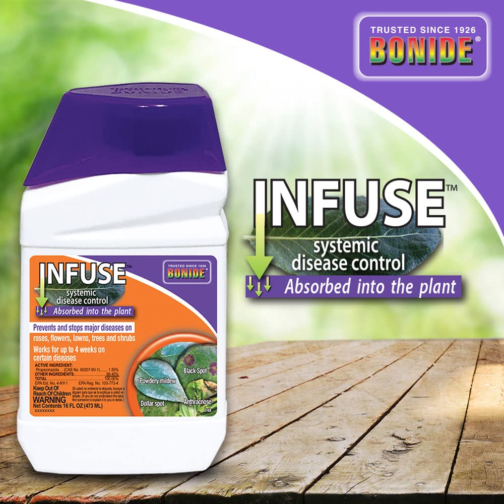 Bonide Infuse Systemic Disease Control, 16 oz Concentrated Solution for Plant Disease Control, Long Lasting & Waterproof