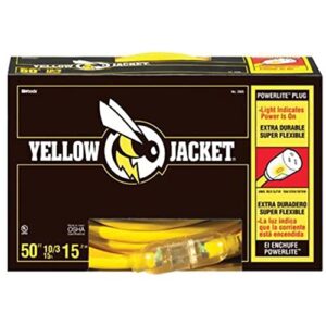 yellow jacket 2805 10/3 heavy-duty 15-amp sjtw contractor extension cord with lighted end; 50-feet