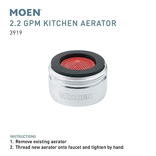 Moen 3919 2.2 GPM Male Thread Kitchen Faucet Aerator, Chrome