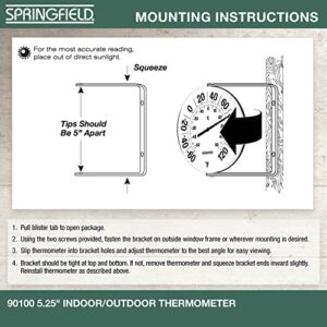 Springfield Big and Bold Thermometer with Mounting Bracket, Indoor Outdoor Thermometer with Large Numbers for Patio, Pool, and Indoor Areas, White