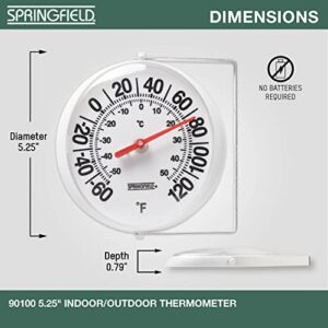 Springfield Big and Bold Thermometer with Mounting Bracket, Indoor Outdoor Thermometer with Large Numbers for Patio, Pool, and Indoor Areas, White