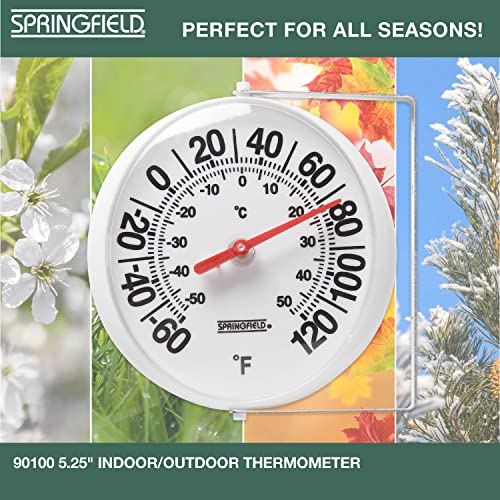 Springfield Big and Bold Thermometer with Mounting Bracket, Indoor Outdoor Thermometer with Large Numbers for Patio, Pool, and Indoor Areas, White