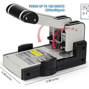 Carl MFG Heavy-Duty Punch, 2-Hole, 6mm, 100 Sheet Capacity, Silver/Blue (CUI62100)