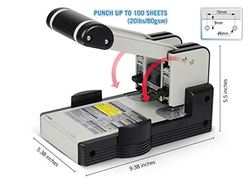 Carl MFG Heavy-Duty Punch, 2-Hole, 6mm, 100 Sheet Capacity, Silver/Blue (CUI62100)