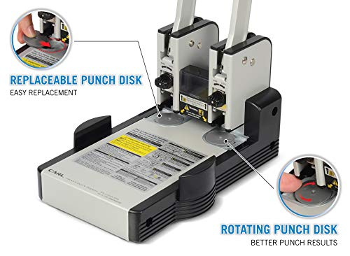 Carl MFG Heavy-Duty Punch, 2-Hole, 6mm, 100 Sheet Capacity, Silver/Blue (CUI62100)