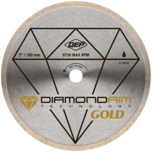 qep 7" continuous rim premium diamond blade for wet or dry cutting of ceramic, porcelain, and marble tile