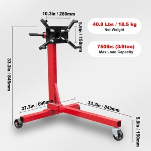 BIG RED T23401 Torin Steel Rotating Engine Stand with 360 Degree Rotating Head: 3/8 Ton (750 lb) Capacity, Red