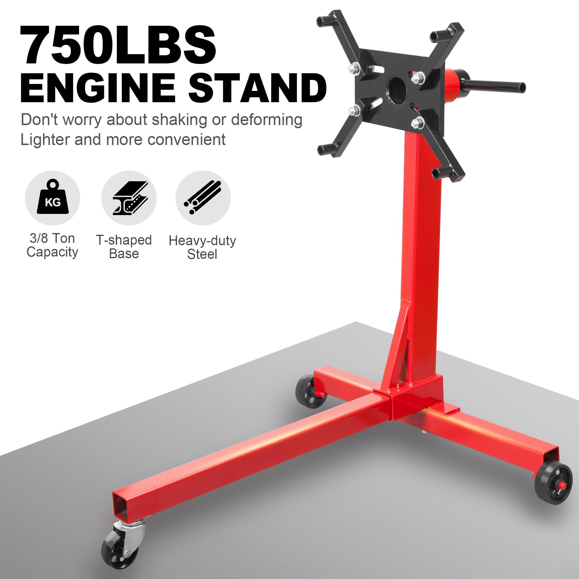 BIG RED T23401 Torin Steel Rotating Engine Stand with 360 Degree Rotating Head: 3/8 Ton (750 lb) Capacity, Red