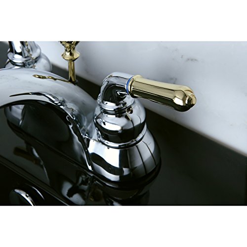 Kingston Brass KB2624 Naples 4-Inch Centerset Lavatory Faucet, Polished Chrome and Polished Brass