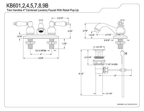 Kingston Brass KB602B Centerset Lavatory Faucet, Polished Brass