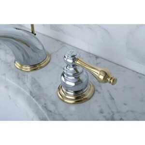 Kingston Brass KB974AL Victorian Widespread Lavatory Faucet with Metal lever handle, Polished Chrome and Polished Brass,8-Inch Adjustable Center
