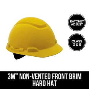 3M Non-Vented Hard Hat with Ratchet Adjustment, Medium, Yellow