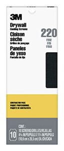 3m 99436 drywall sanding screens pro-pak, 220-grit, 4-3/16 in x 11-1/4 in, black, 10 piece