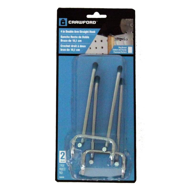 CRAWFORD PROD DIV OF JARDEN SAFETY 14444 Double Arm Peg Hook, 4-Inch, 2-Pack