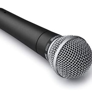 Shure SM58 Cardioid Dynamic Vocal Microphone with Pneumatic Shock Mount, Spherical Mesh Grille with Built-in Pop Filter, A25D Mic Clip, Storage Bag, 3-pin XLR Connector, No Cable Included (SM58-LC)