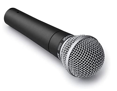 Shure SM58 Cardioid Dynamic Vocal Microphone with Pneumatic Shock Mount, Spherical Mesh Grille with Built-in Pop Filter, A25D Mic Clip, Storage Bag, 3-pin XLR Connector, No Cable Included (SM58-LC)