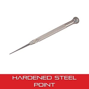 Starrett Steel Pocket Scriber with Hexagon Shape Head - 2-3/8" (60mm) Point Length, 1/4" (6.4mm) Handle Diameter, Knurled and Nickel-Plated Handle - 70A