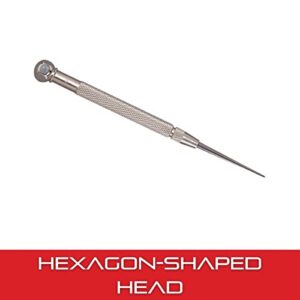 Starrett Carbide Pocket Scriber with Hexagon Shape Head - 2-3/8" (60mm) Point Length, 1/4" (6.4mm) Handle Diameter, Knurled and Nickel-Plated Handle - 70AX