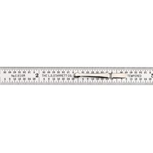 starrett full flexible steel rule with satin chrome finish, quick reading, and inch graduation - 6" length, 10 graduation type, 1/64" thickness - c310k-6