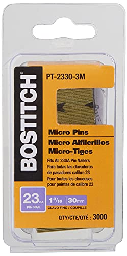 BOSTITCH Pin Nails, 23 GA, 1-3/16-Inch, 3000-Pack (PT-2330-3M)