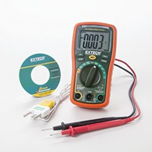 Extech EX330 Autoranging Mini Multimeter with NCV and Type K Temperature, orange and green