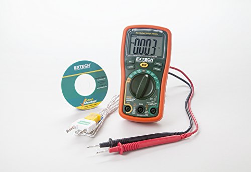 Extech EX330 Autoranging Mini Multimeter with NCV and Type K Temperature, orange and green