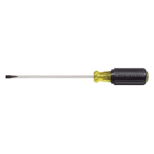 Klein Tools 601-10 Flat Head Screwdriver, 3/16-Inch Cabinet Tip with 10-Inch Round Shank