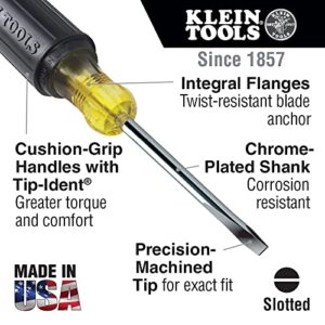 Klein Tools 601-10 Flat Head Screwdriver, 3/16-Inch Cabinet Tip with 10-Inch Round Shank