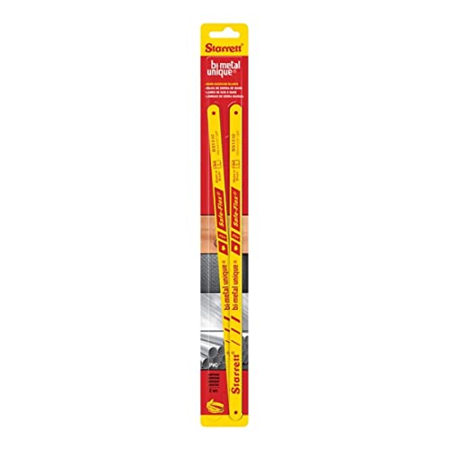 Starrett Bi-Metal Unique HSS Safe-Flex Hand Hacksaw Blade - Ideal for Contractors and Tradesmen - 12" Length, 1/2" Width, 0.024" Thickness, 32 TPI, 2-Pack - KBS1232-2