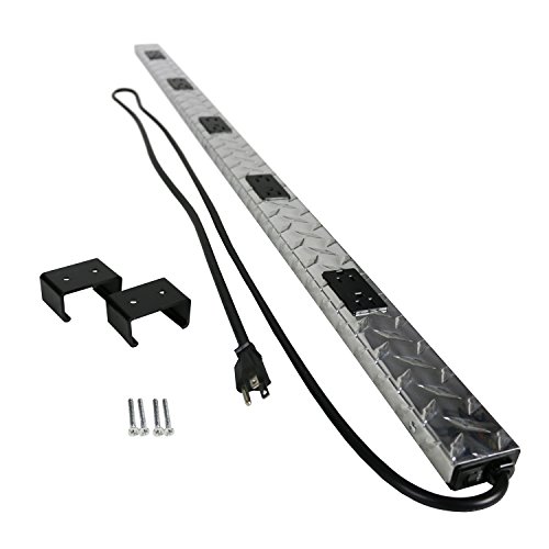 Wiremold Plugmold Tough 10-Outlet Power Strip with Circuit Breaker, Diamond Plate, 4 Feet(PM48TC)