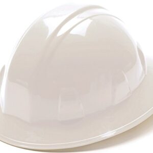 Pyramex Safety SL Series Full Brim Hard Hat, 4-Point Ratchet Suspension, White, Medium