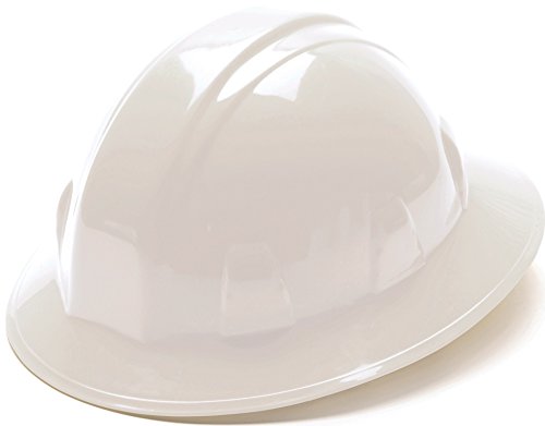 Pyramex Safety SL Series Full Brim Hard Hat, 4-Point Ratchet Suspension, White, Medium