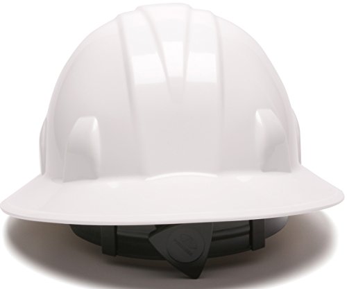 Pyramex Safety SL Series Full Brim Hard Hat, 4-Point Ratchet Suspension, White, Medium