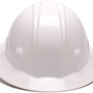 Pyramex Safety SL Series Full Brim Hard Hat, 4-Point Ratchet Suspension, White, Medium