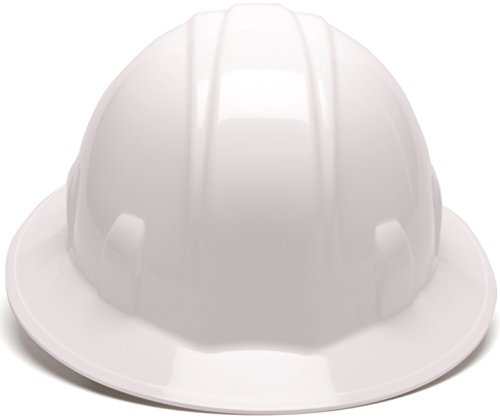 Pyramex Safety SL Series Full Brim Hard Hat, 4-Point Ratchet Suspension, White, Medium