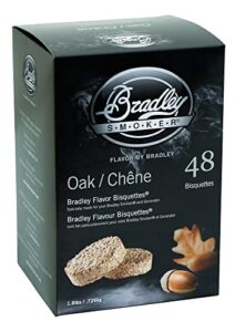 bradley smoker bisquettes for grilling and bbq, oak blend, 48 pack